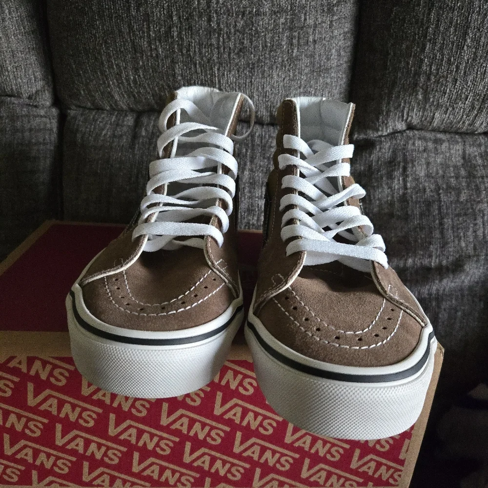 Vans Sk8 Hi Women Size 9  Suede Pop Brown Canvas 122025 - Picture 3 of 7